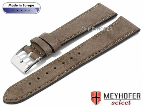 Hand made Uhrenarmband -Missoula- 18mm mittelbraun Leder glatt matt abgen�ht von Meyhofer (Schlie�enansto� 16 mm) - Bild vergr��ern 