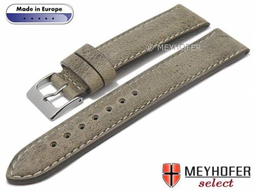 Hand made Uhrenarmband -Marsala- 24mm braun/grau Leder Vintage-Look helle Naht von MEYHOFER (Schlie�enansto� 22 mm) - Bild vergr��ern 