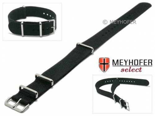 Uhrenarmband -Ohio- 16mm schwarz Textil 3 Metallschlaufen Durchzugsband von MEYHOFER - Bild vergr��ern 