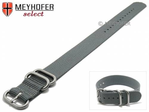 Uhrenarmband -Alaska- 22mm grau Textil 2 Metallschlaufen Durchzugsband von MEYHOFER - Bild vergr��ern 