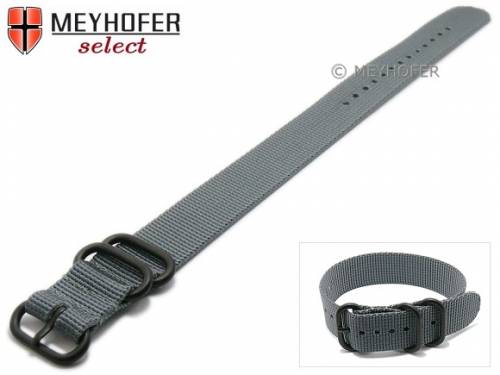 Uhrenarmband -Wisconsin- 20mm grau Textil 2 schwarze Metallschlaufen Durchzugsband von MEYHOFER - Bild vergr��ern 