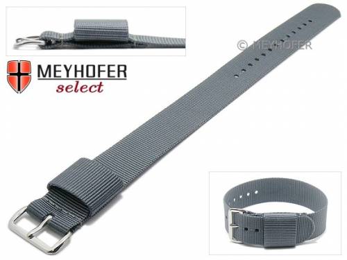 Uhrenarmband -Arkansas- 20mm grau Textil breite Nylon-Schlaufe US Military-Durchzugsband von MEYHOFER - Bild vergr��ern 