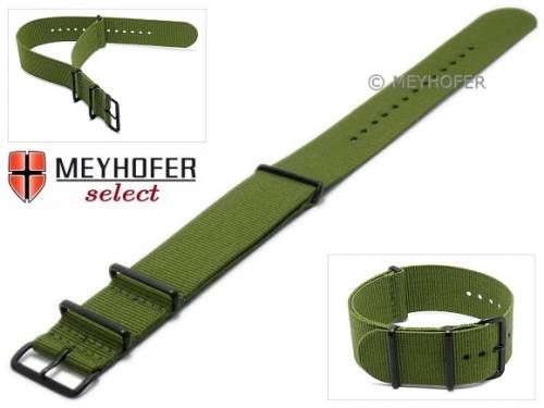 Uhrenarmband -Georgia- 26mm olivgr�n Textil 3 schwarze Metallschlaufen Durchzugsband von MEYHOFER - Bild vergr��ern 