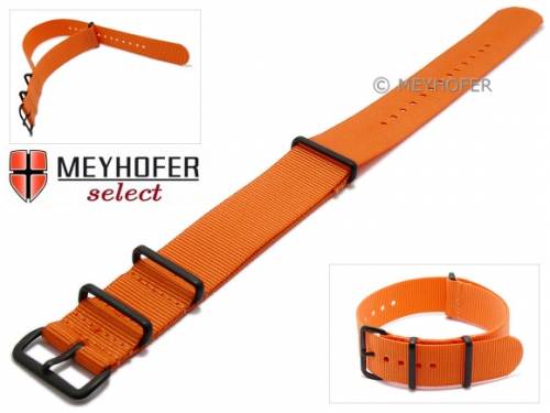 Uhrenarmband -Georgia- 18mm orange Textil 3 schwarze Metallschlaufen Durchzugsband von MEYHOFER - Bild vergr��ern 