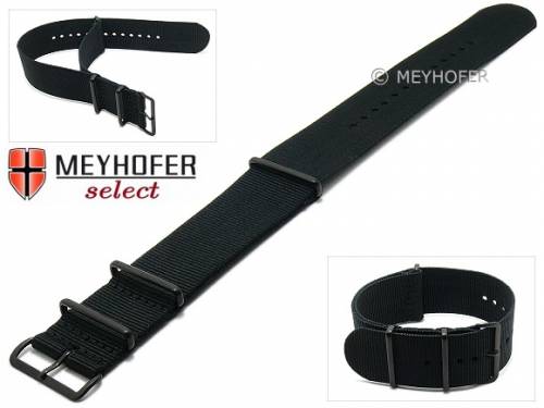 Uhrenarmband -Georgia- 28mm schwarz Textil 3 schwarze Metallschlaufen Durchzugsband von MEYHOFER - Bild vergr��ern 