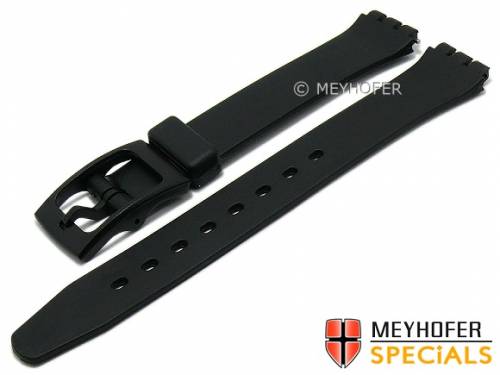 Uhrenarmband -Dearborn- 12mm schwarz Synthetik glatt passend f�r Swatch von MEYHOFER (Schlie�enansto� 12 mm) - Bild vergr��ern 