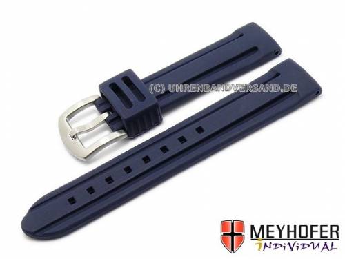 Uhrenarmband -Bozen- 22mm dunkelblau Silikon mit 2 L�ngsnuten matt von MEYHOFER (Schlie�enansto� 20 mm) - Bild vergr��ern 