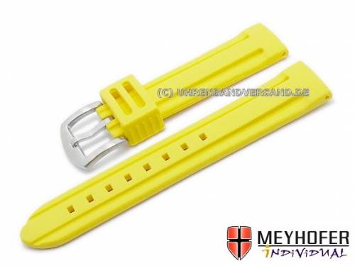 Uhrenarmband -Bozen- 22mm gelb Silikon mit 2 L�ngsnuten matt von MEYHOFER (Schlie�enansto� 20 mm) - Bild vergr��ern 