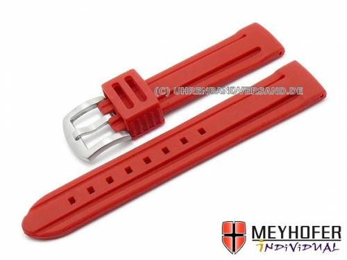 Uhrenarmband -Bozen- 24mm rot Silikon mit 2 L�ngsnuten matt von MEYHOFER (Schlie�enansto� 22 mm) - Bild vergr��ern 