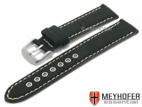 Uhrenarmband -Torreon- 20mm schwarz Textil helle Naht von MEYHOFER (Schlie�enansto� 18 mm) - Bild vergr��ern 