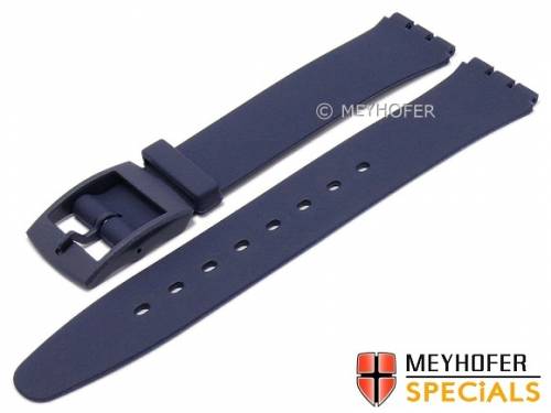 Uhrenarmband -Alpena- 17mm dunkelblau Synthetik glatt passend f�r Swatch von MEYHOFER (Schlie�enansto� 16 mm) - Bild vergr��ern 