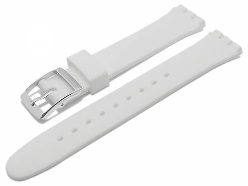 Uhrenarmband -Maywood- 17mm wei� Silikon glatt passend f�r Swatch von MEYHOFER (Schlie�enansto� 16 mm) - Bild vergr��ern 