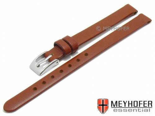 Uhrenarmband -Salinas- 10mm mittelbraun Leder glatt ohne Naht von MEYHOFER (Schlie�enansto� 08 mm) - Bild vergr��ern 