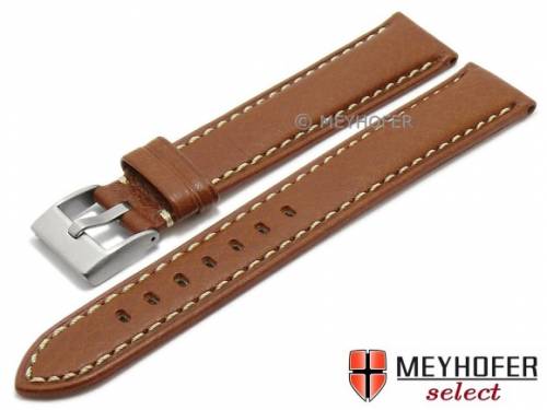 Uhrenarmband XL -San Jos�- 22mm hellbraun Leder genarbt helle Naht von MEYHOFER (Schlie�enansto� 20 mm) - Bild vergr��ern 