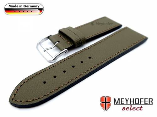 Uhrenarmband -Westerland- 24mm olivgr�n Leder mit Struktur abgen�ht von MEYHOFER (Schlie�enansto� 22 mm) - Bild vergr��ern 