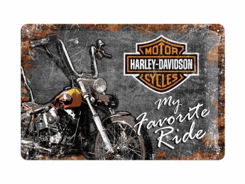 Deko-Blechschild / Retro-Reklameschild -Harley-Davidson Favorite Ride- grau/orange 20 x 30cm von Nostalgic-Art - Bild vergr��ern 