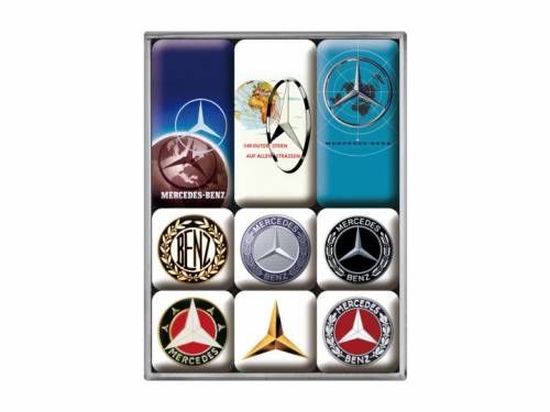Deko-Magnet-Set 9teilig -Mercedes-Benz - Logo Evolution- Retro-Style von Nostalgic-Art - Bild vergr��ern 