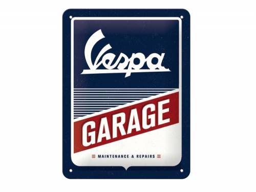 Deko-Blechschild / Retro-Reklameschild -Vespa - Garage- dunkelblau/wei� 20 x 15cm von Nostalgic-Art - Bild vergr��ern 