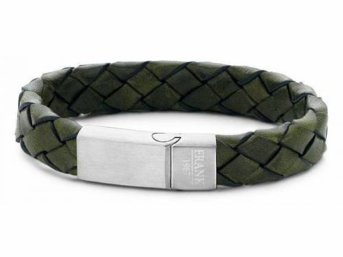 Schmuck-Armband dunkelgr�n Leder geflochten Magnet-Verschluss - Bandl�nge ca. 21cm von FRANK 1967 - Bild vergr��ern 