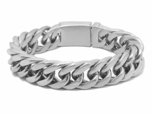 Schmuck-Armband silberfarben Edelstahl Flachpanzer matt Klick-Verschluss - Bandl�nge ca. 19,5cm von FRANK 1967 - Bild vergr��ern 