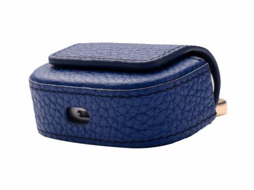Exklusives Mehrzwecketui/Leder-Etui f�r AIRPODS PRO & mehr blau handgearbeitet Nappa-Pr�gung GOLDBLACK  - Bild vergr��ern 