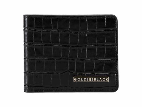 Exklusive Geldb�rse Kalbsleder schwarz Alligator-Pr�gung handgearbeitet von GOLDBLACK - Bild vergr��ern 