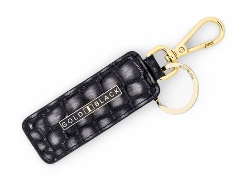 Premium-Schl�sselanh�nger Milano-Style Leder grau Alligator-Pr�gung mit Schl�sselring und Karabinerhaken von GOLDBLACK - Bild vergr��ern 