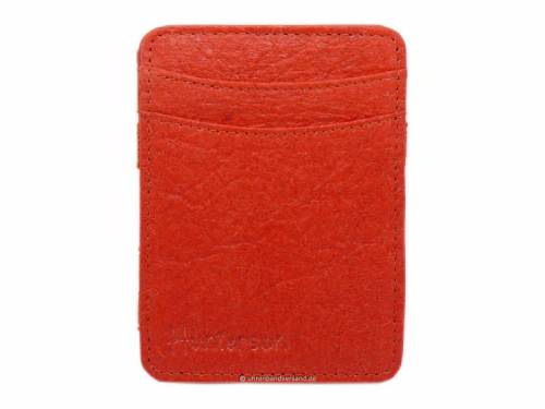 Geldb�rse klein/Magic Coin Wallet VEGAN aus patentiertem Pinatex-Material rot mit RFID Schutz - Bild vergr��ern 
