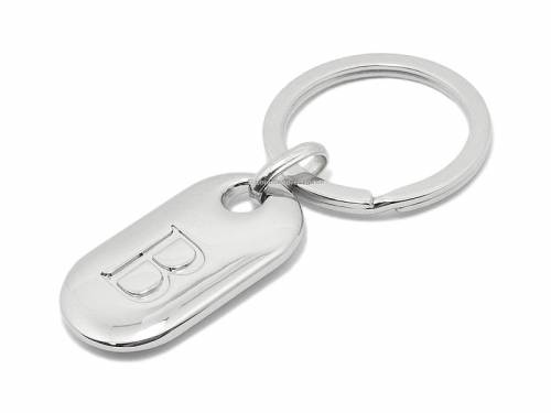 Schl�sselanh�nger/Taschenanh�nger Gro�buchstabe -B- Metall silberfarben poliert mit Schl�sselring - Bild vergr��ern 