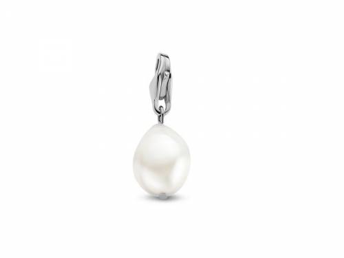 Dekorativer Charm-Anh�nger -Perle- Edelstahl silberfarben mit Karabinerhaken von CO88 Collection  - Bild vergr��ern 