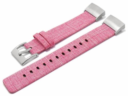 Uhrenarmband 18mm pink Textil mit Adapter passend fr FITBIT Charge 3 Tracker - Bild vergrern 