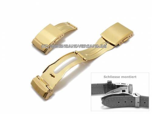 Faltschlie�e (PbFS-303) 20mm Edelstahl goldfarben geb�rstet mit Dr�ckern - Bild vergr��ern 
