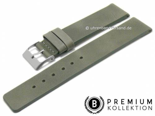 Uhrenarmband 22mm grau Leder Vintage-Look glatt ohne Naht von PEBRO Premium (Schlie�enansto� 22 mm) - Bild vergr��ern 