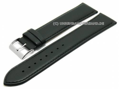 Uhrenarmband XL superlang 22mm schwarz Leder glatt abgen�ht (Schlie�enansto� 20 mm) - Bild vergr��ern 