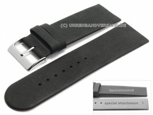 Uhrenarmband 26mm schwarz Kalbsleder Spezialansto fr verschraubte Gehuse (Schlieenansto 24 mm) - Bild vergrern 