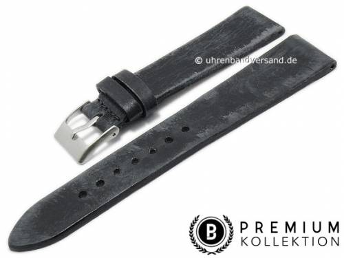 Uhrenarmband 22mm schwarz Leder Vintage-Look handpoliert von PEBRO Premium (Schlieenansto 18 mm) - Bild vergrern 