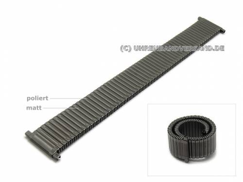 Uhrenarmband 18-22mm anthrazit/schwarz Edelstahl Zugband mit Teleskop-Ansto� teilweise poliert - Bild vergr��ern 