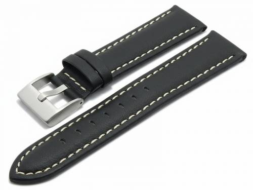 Uhrenarmband -Puebla- 24mm schwarz Lorica Microfaser matt helle Naht (Schlie�enansto� 22 mm) - Bild vergr��ern 