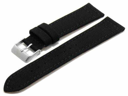 Uhrenarmband -Tijuana- 24mm schwarz Cordura (Textil) abgen�ht Unterseite Lorica (Schlie�enansto� 22 mm) - Bild vergr��ern 