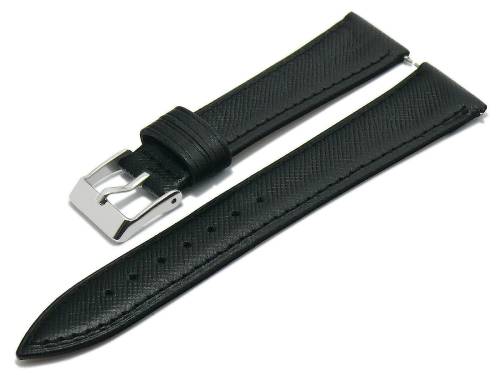 Uhrenarmband -Valdarno- 18mm schwarz Leder Saffiano-Look mit EASY-CLICK abgen�ht (Schlie�enansto� 16 mm) - Bild vergr��ern 