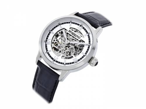 ABVERKAUF: Automatik-Armbanduhr Edelstahl Ziffernblatt silber/schwarz skelettiert Lederband von RIEDENSCHILD (*RS*HU*) - Bild vergr��ern 