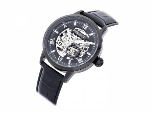 Automatik-Armbanduhr Edelstahl schwarz Ziffernblatt schwarz skelettiert Lederband von RIEDENSCHILD (*RS*HU*) - Bild vergrern 