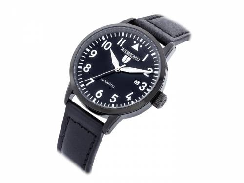 Automatik-Armbanduhr Edelstahl schwarz Ziffernblatt schwarz Lederband von RIEDENSCHILD (*RS*HU*) - Bild vergrern 