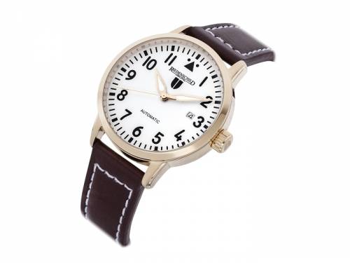 ABVERKAUF: Automatik-Armbanduhr Edelstahl ros�goldfarben Ziffernblatt wei� Lederband von RIEDENSCHILD (*RS*HU*) - Bild vergr��ern 