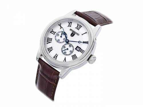 ABVERKAUF: Automatik-Armbanduhr Edelstahl silberfarben Ziffernblatt wei� Lederband von RIEDENSCHILD (*RS*HU*) - Bild vergr��ern 