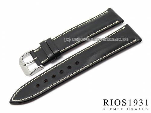 Uhrenarmband -New York- 19mm schwarz Shell Cordovan Leder von RIOS (Schlie�enansto� 16 mm) - Bild vergr��ern 