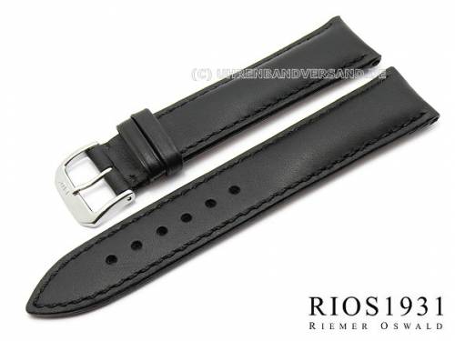 Uhrenarmband -Moscow- 18mm schwarz RIOS echt Juchtenleder abgen�ht (Schlie�enansto� 16 mm) - Bild vergr��ern 
