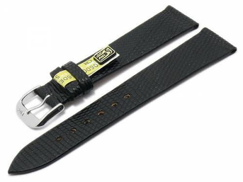 Uhrenarmband -Charme- 18mm schwarz echt Eidechsen-Leder flach gl�nzend von RIOS (Schlie�enansto� 16 mm) - Bild vergr��ern 