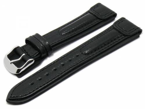 Uhrenarmband -Montreal- 24mm schwarz Leder Karbon-Look extremes Design von RIOS (Schlie�enansto� 20 mm) - Bild vergr��ern 