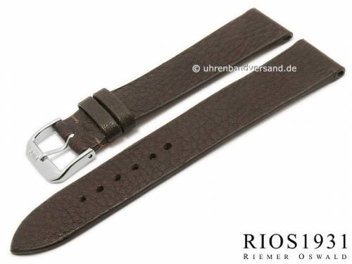 BIO-Leder: Uhrenarmband -Kempten- 16mm dunkelbraun genarbt rustikale Optik von RIOS (Schlie�enansto� 14 mm) - Bild vergr��ern 